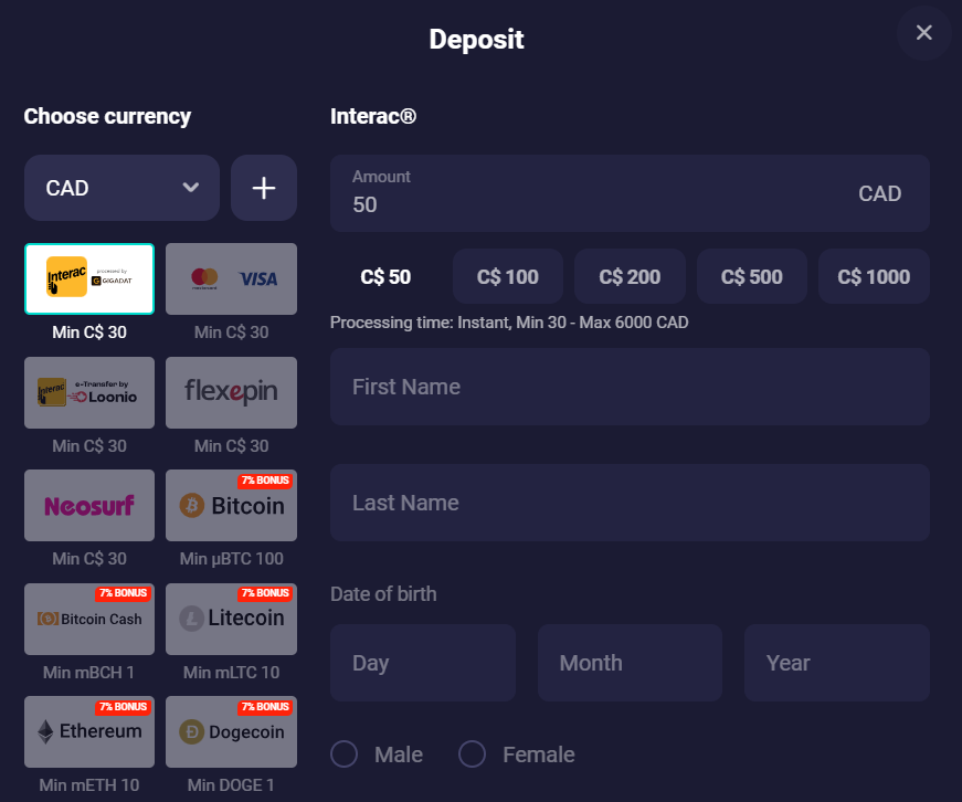 RetroBet Deposit
